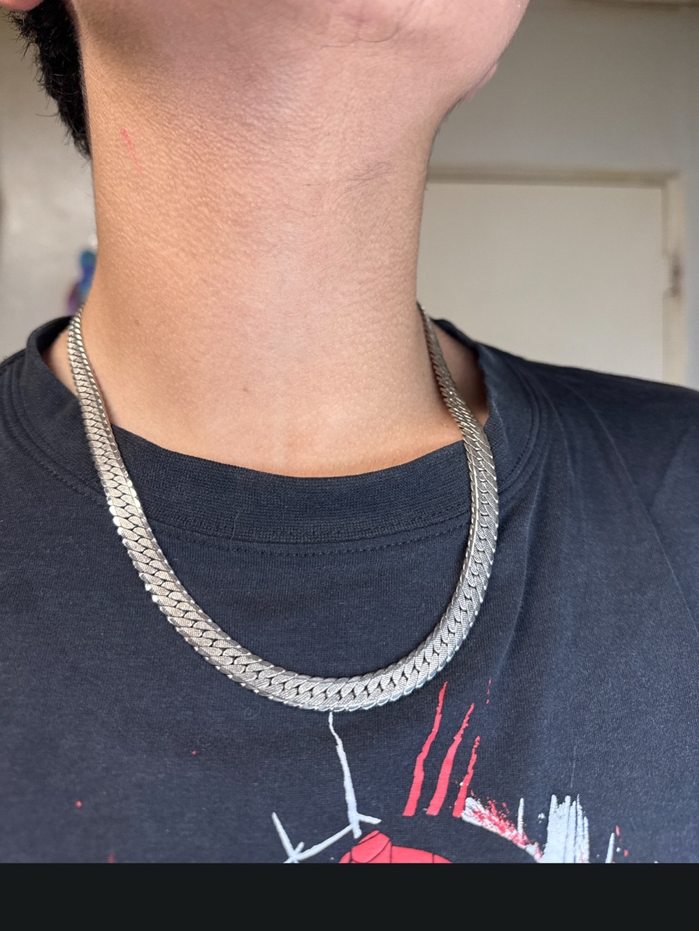 Cadena De Plata Ley .925 De Eslabón Cubano Plano Para Hombre